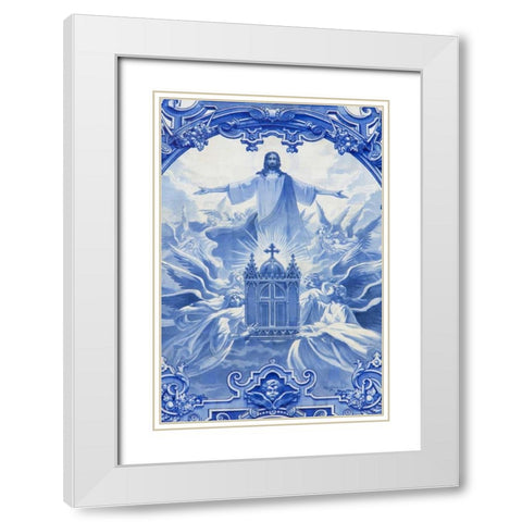 Portugal, Porto Ildefonso Church Mosaic White Modern Wood Framed Art Print with Double Matting by Zuckerman, Jim