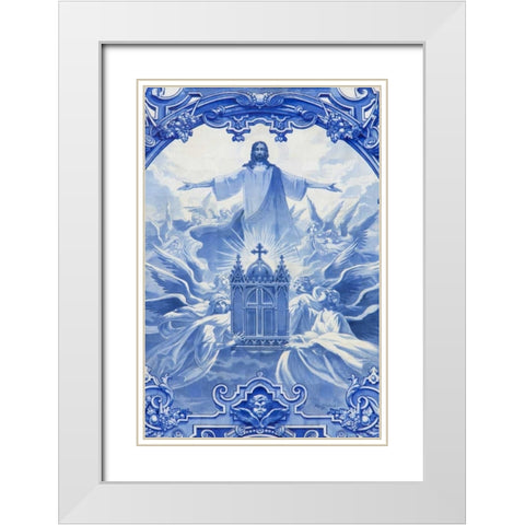 Portugal, Porto Ildefonso Church Mosaic White Modern Wood Framed Art Print with Double Matting by Zuckerman, Jim