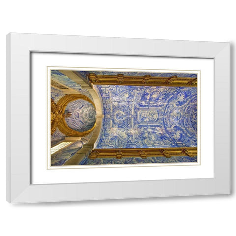 Portugal, Almancil St Lawrence Church Ceiling White Modern Wood Framed Art Print with Double Matting by Zuckerman, Jim