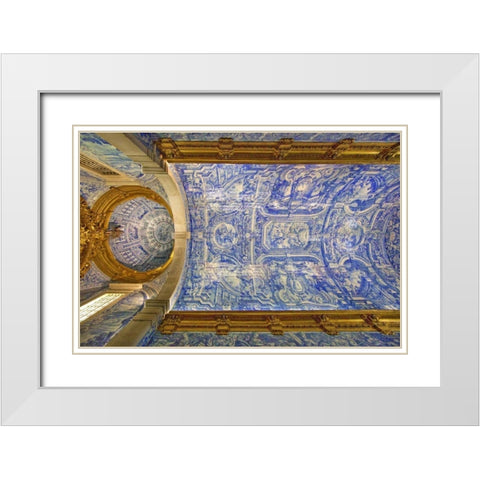 Portugal, Almancil St Lawrence Church Ceiling White Modern Wood Framed Art Print with Double Matting by Zuckerman, Jim
