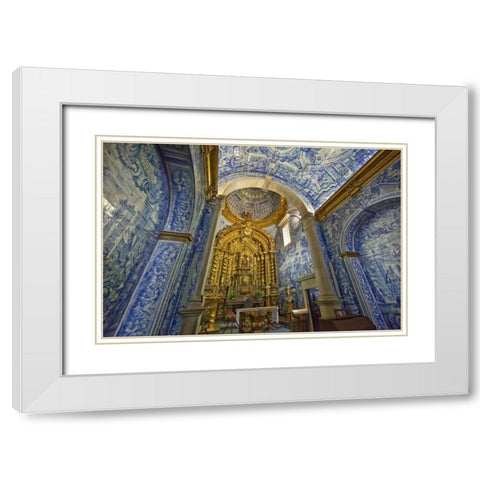 Portugal, Almancil St Lawrence Church, interior White Modern Wood Framed Art Print with Double Matting by Zuckerman, Jim