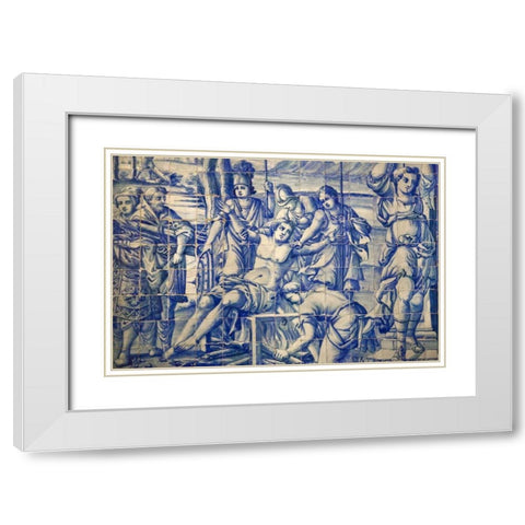 Portugal, Almancil St Lawrence Church tilework White Modern Wood Framed Art Print with Double Matting by Zuckerman, Jim