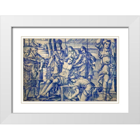 Portugal, Almancil St Lawrence Church tilework White Modern Wood Framed Art Print with Double Matting by Zuckerman, Jim