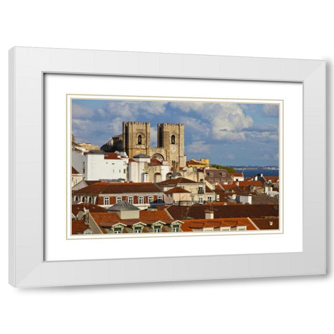 Portugal, Lisbon Lisbon Cathedral in daytime White Modern Wood Framed Art Print with Double Matting by Zuckerman, Jim