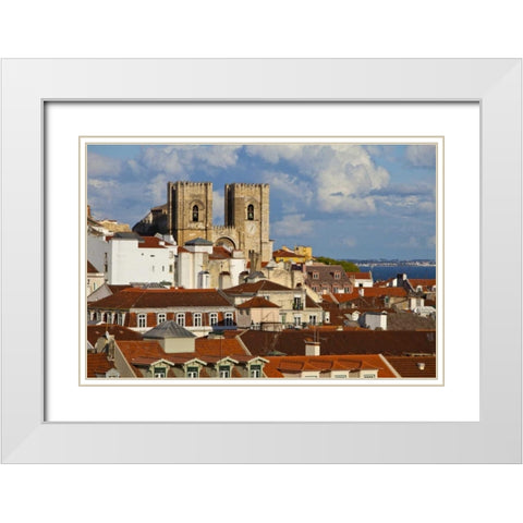 Portugal, Lisbon Lisbon Cathedral in daytime White Modern Wood Framed Art Print with Double Matting by Zuckerman, Jim