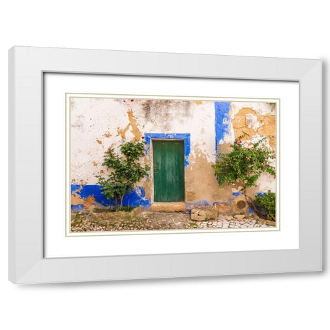 Europe-Portugal-Obidos-Weathered house exterior White Modern Wood Framed Art Print with Double Matting by Jaynes Gallery