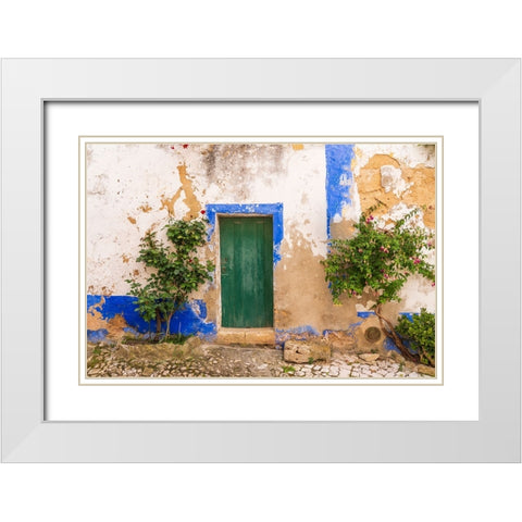 Europe-Portugal-Obidos-Weathered house exterior White Modern Wood Framed Art Print with Double Matting by Jaynes Gallery