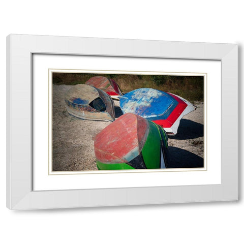 Europe-Portugal-Torreira-Wooden boats on beach White Modern Wood Framed Art Print with Double Matting by Jaynes Gallery