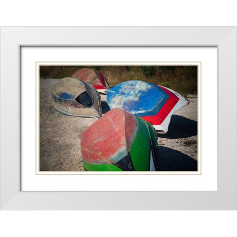Europe-Portugal-Torreira-Wooden boats on beach White Modern Wood Framed Art Print with Double Matting by Jaynes Gallery