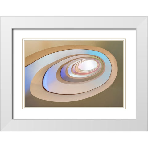 Europe-Portugal-Porto-Spiral staircase in hotel White Modern Wood Framed Art Print with Double Matting by Jaynes Gallery