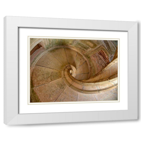 Portugal-Tomar-Stairway in the Royal Cloister of the Convent of Christ in Tomar White Modern Wood Framed Art Print with Double Matting by Eggers, Julie