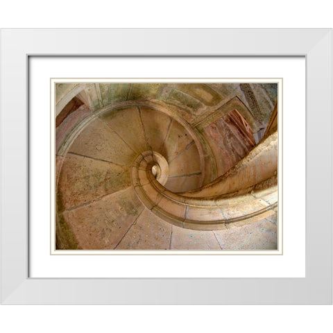 Portugal-Tomar-Stairway in the Royal Cloister of the Convent of Christ in Tomar White Modern Wood Framed Art Print with Double Matting by Eggers, Julie
