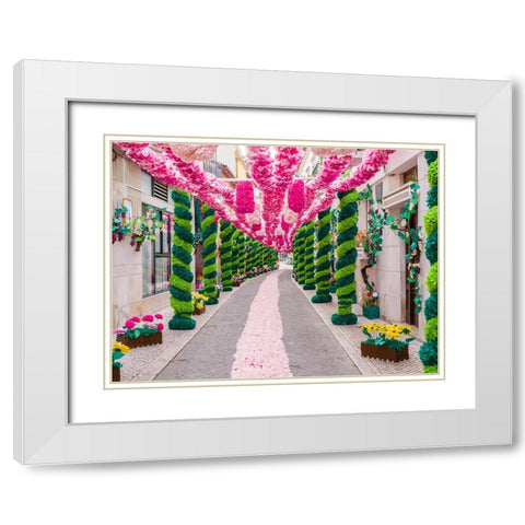Portugal-Tomar-During the Feast of the Trays-or Festa dos Tabuleiros-the residents of each street c White Modern Wood Framed Art Print with Double Matting by Eggers, Julie