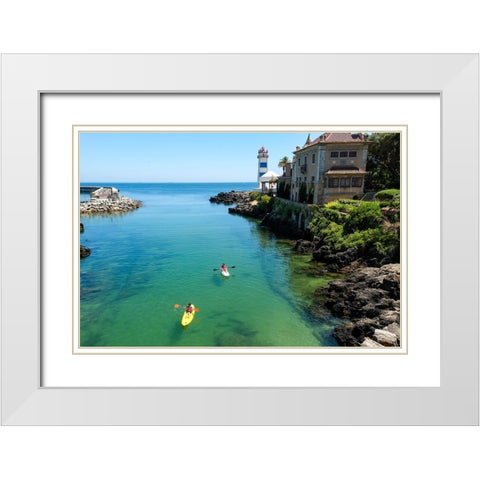 Cascais-Portugal Kayaking in the waterway neat the palace White Modern Wood Framed Art Print with Double Matting by McRoberts, Julien