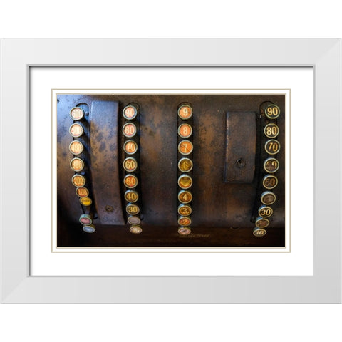 Lisbon-Portugal Antique Portuguese cash register White Modern Wood Framed Art Print with Double Matting by McRoberts, Julien