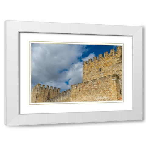 Lisbon- Portugal. Castelo Sao Jorge overlooks the city of Lisbon White Modern Wood Framed Art Print with Double Matting by McRoberts, Julien