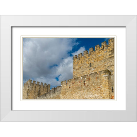 Lisbon- Portugal. Castelo Sao Jorge overlooks the city of Lisbon White Modern Wood Framed Art Print with Double Matting by McRoberts, Julien