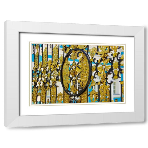 Russia, Pushkin Gate detail at Catherine Palace White Modern Wood Framed Art Print with Double Matting by Ross, Nancy ,  Steve