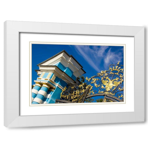 Russia, Pushkin Gate detail at Catherine Palace White Modern Wood Framed Art Print with Double Matting by Ross, Nancy ,  Steve