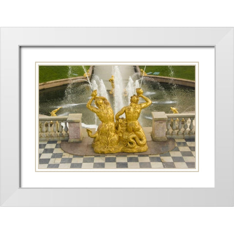 Russia Samson fountain at Peterhof White Modern Wood Framed Art Print with Double Matting by Ross, Nancy ,  Steve