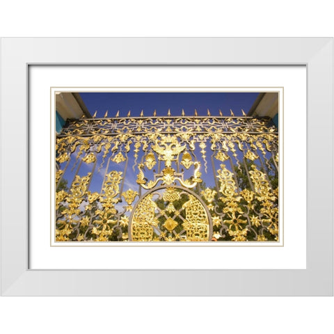 Russia, Pushkin Gate detail at Catherine Palace White Modern Wood Framed Art Print with Double Matting by Ross, Nancy ,  Steve