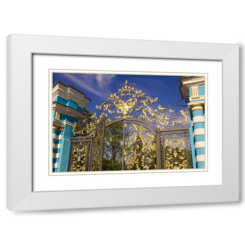 Russia, Pushkin Gate detail at Catherine Palace White Modern Wood Framed Art Print with Double Matting by Ross, Nancy ,  Steve