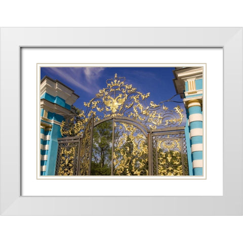 Russia, Pushkin Gate detail at Catherine Palace White Modern Wood Framed Art Print with Double Matting by Ross, Nancy ,  Steve