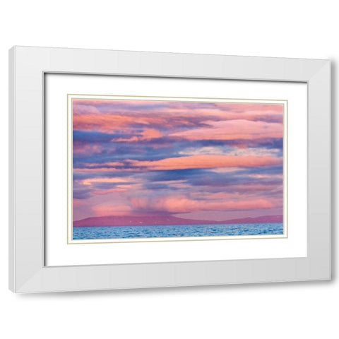 Sunset sky over the ocean-Cape Dezhnev-Bering Sea-Russian Far East White Modern Wood Framed Art Print with Double Matting by Su, Keren