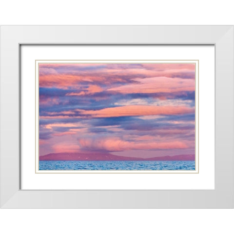 Sunset sky over the ocean-Cape Dezhnev-Bering Sea-Russian Far East White Modern Wood Framed Art Print with Double Matting by Su, Keren