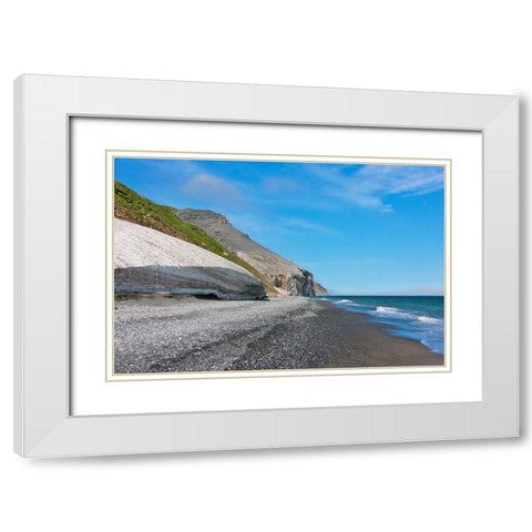 Beach-Cape Dezhnev-most eastern corner of Eurasia-Russian Far East White Modern Wood Framed Art Print with Double Matting by Su, Keren