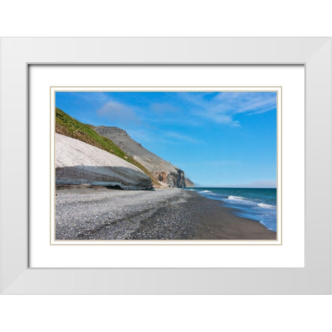 Beach-Cape Dezhnev-most eastern corner of Eurasia-Russian Far East White Modern Wood Framed Art Print with Double Matting by Su, Keren