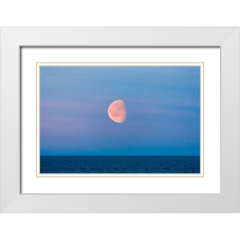 Moon over the Bering Sea-Russia Far East White Modern Wood Framed Art Print with Double Matting by Su, Keren