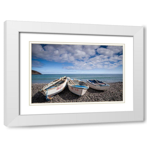 Spain-Canary Islands-Fuerteventura Island-Pozo Negro-fishing boats White Modern Wood Framed Art Print with Double Matting by Bibikow, Walter