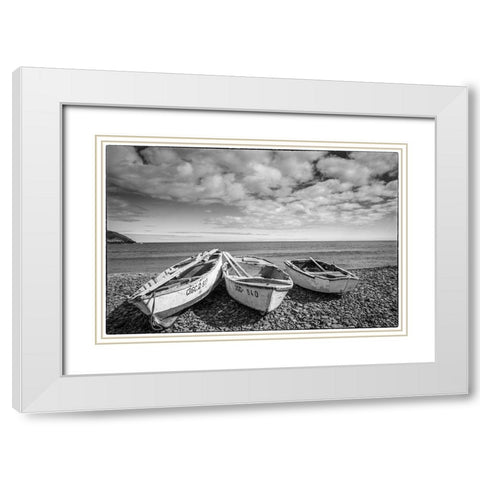 Spain-Canary Islands-Fuerteventura Island-Pozo Negro-fishing boats White Modern Wood Framed Art Print with Double Matting by Bibikow, Walter