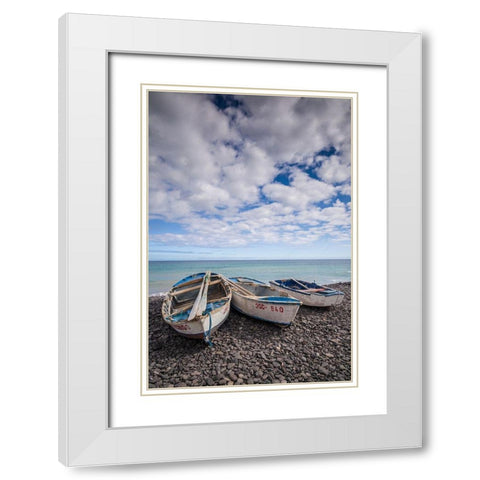 Spain-Canary Islands-Fuerteventura Island-Pozo Negro-fishing boats White Modern Wood Framed Art Print with Double Matting by Bibikow, Walter