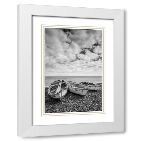 Spain-Canary Islands-Fuerteventura Island-Pozo Negro-fishing boats White Modern Wood Framed Art Print with Double Matting by Bibikow, Walter