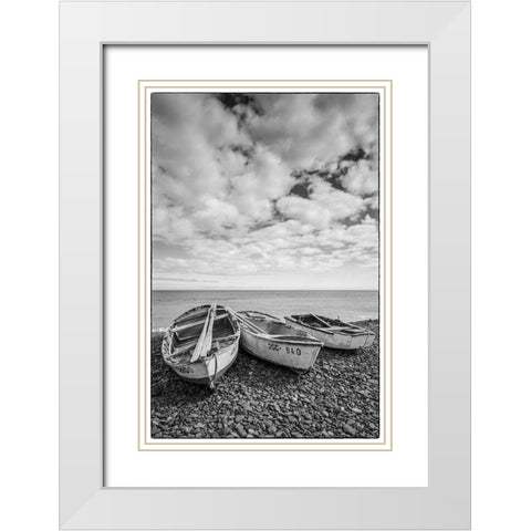 Spain-Canary Islands-Fuerteventura Island-Pozo Negro-fishing boats White Modern Wood Framed Art Print with Double Matting by Bibikow, Walter