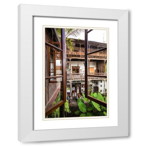 Spain-Canary Islands-Tenerife Island-La Orotava-Casa de los Balcones-traditional Canarian house White Modern Wood Framed Art Print with Double Matting by Bibikow, Walter