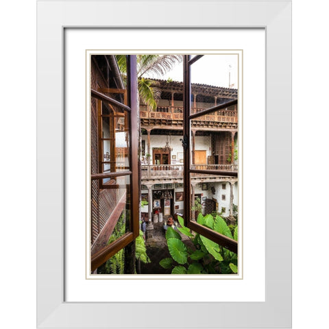 Spain-Canary Islands-Tenerife Island-La Orotava-Casa de los Balcones-traditional Canarian house White Modern Wood Framed Art Print with Double Matting by Bibikow, Walter