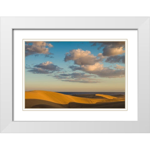 Spain-Canary Islands-Gran Canaria Island-Maspalomas-Maspalomas Dunes National Park White Modern Wood Framed Art Print with Double Matting by Bibikow, Walter