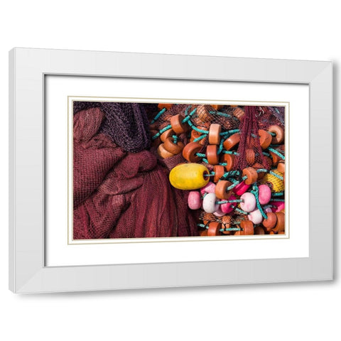 Spain-Canary Islands-Gran Canaria Island-Arguineguin-fishing nets White Modern Wood Framed Art Print with Double Matting by Bibikow, Walter