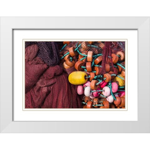 Spain-Canary Islands-Gran Canaria Island-Arguineguin-fishing nets White Modern Wood Framed Art Print with Double Matting by Bibikow, Walter
