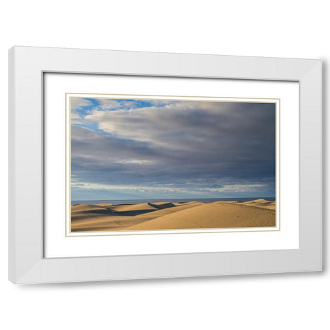 Spain-Canary Islands-Gran Canaria Island-Maspalomas-Maspalomas Dunes National Park White Modern Wood Framed Art Print with Double Matting by Bibikow, Walter