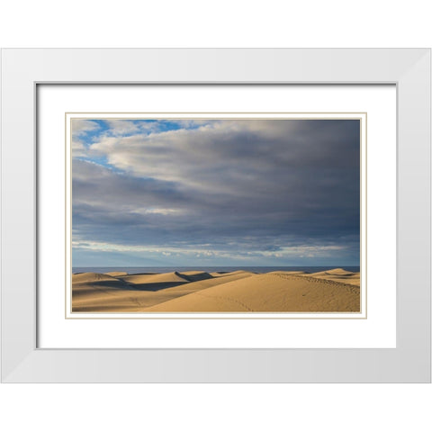 Spain-Canary Islands-Gran Canaria Island-Maspalomas-Maspalomas Dunes National Park White Modern Wood Framed Art Print with Double Matting by Bibikow, Walter