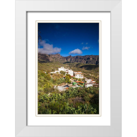 Spain-Canary Islands-Gran Canaria Island-San Bartolome de Tirajana-high angle view of town White Modern Wood Framed Art Print with Double Matting by Bibikow, Walter