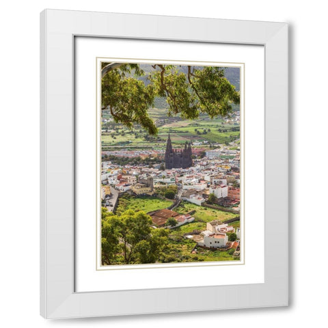 Spain-Canary Islands-Gran Canaria Island-Arucas-high angle view of town White Modern Wood Framed Art Print with Double Matting by Bibikow, Walter