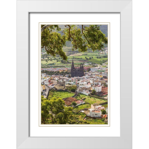 Spain-Canary Islands-Gran Canaria Island-Arucas-high angle view of town White Modern Wood Framed Art Print with Double Matting by Bibikow, Walter