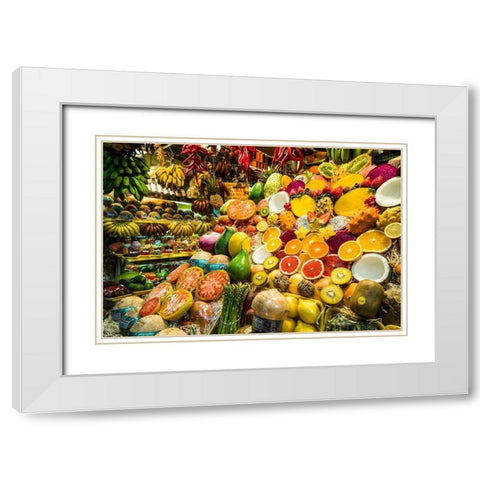 Spain-Canary Islands-Gran Canaria Island-Las Palmas de Gran Canaria-Covered Market White Modern Wood Framed Art Print with Double Matting by Bibikow, Walter