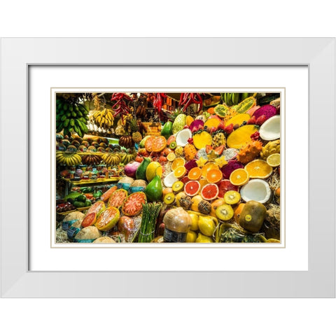 Spain-Canary Islands-Gran Canaria Island-Las Palmas de Gran Canaria-Covered Market White Modern Wood Framed Art Print with Double Matting by Bibikow, Walter