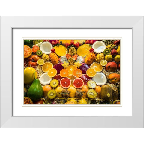 Spain-Canary Islands-Gran Canaria Island-Las Palmas de Gran Canaria-Covered Market White Modern Wood Framed Art Print with Double Matting by Bibikow, Walter